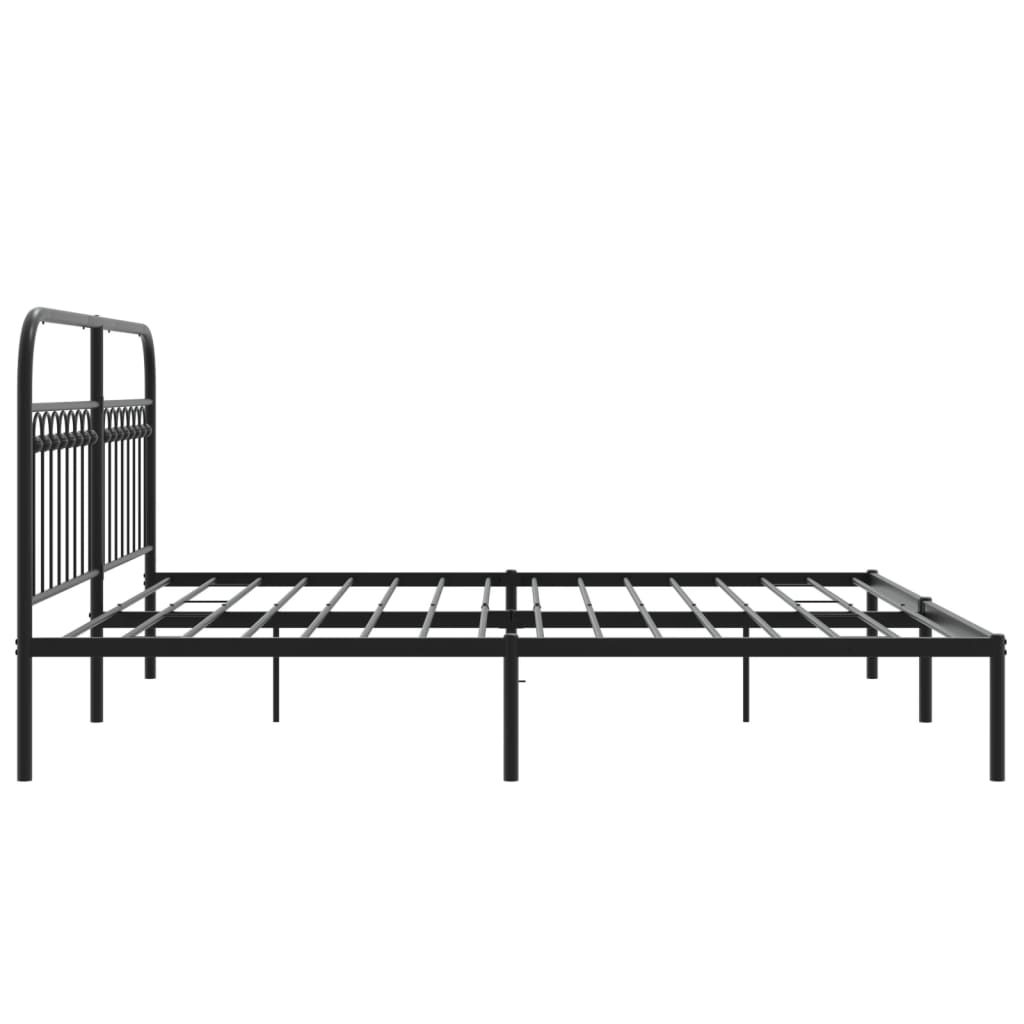 vidaXL Metal Bed Frame without Mattress with Headboard Black 183x203cm