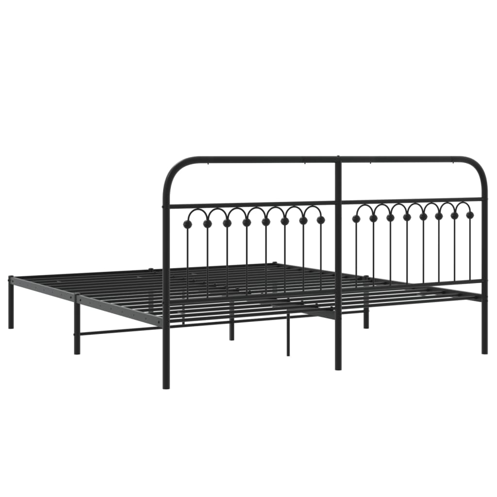 vidaXL Metal Bed Frame without Mattress with Headboard Black 183x203cm