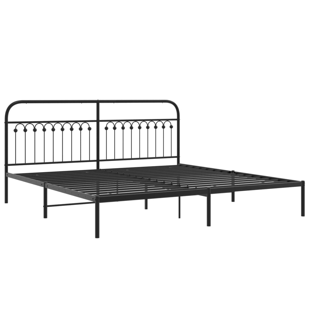 vidaXL Metal Bed Frame without Mattress with Headboard Black 193x203cm