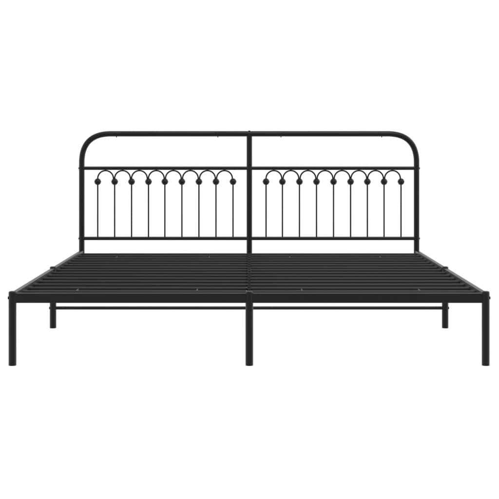 vidaXL Metal Bed Frame without Mattress with Headboard Black 193x203cm