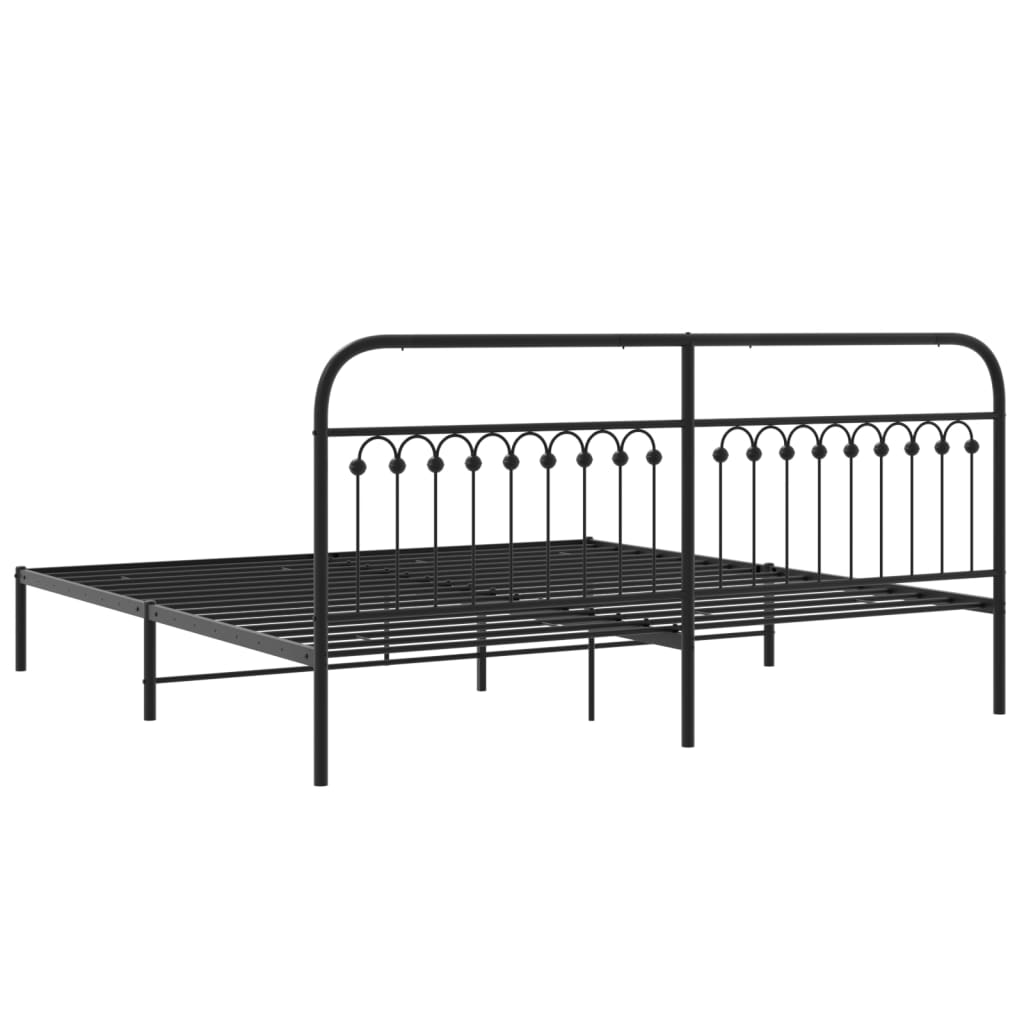 vidaXL Metal Bed Frame without Mattress with Headboard Black 193x203cm