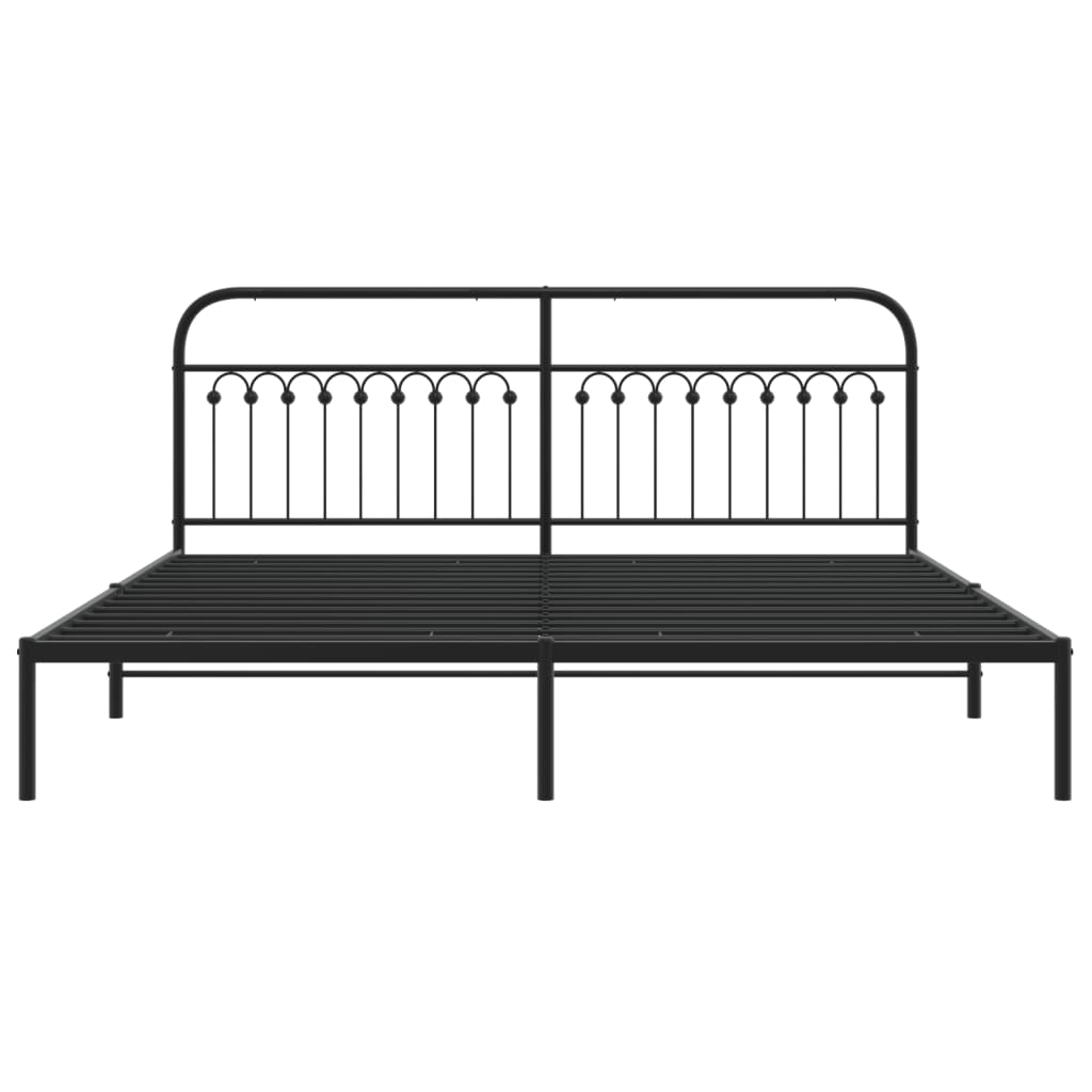 vidaXL Metal Bed Frame without Mattress with Headboard Black 200x200cm