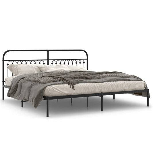 vidaXL Metal Bed Frame without Mattress with Headboard Black 200x200cm