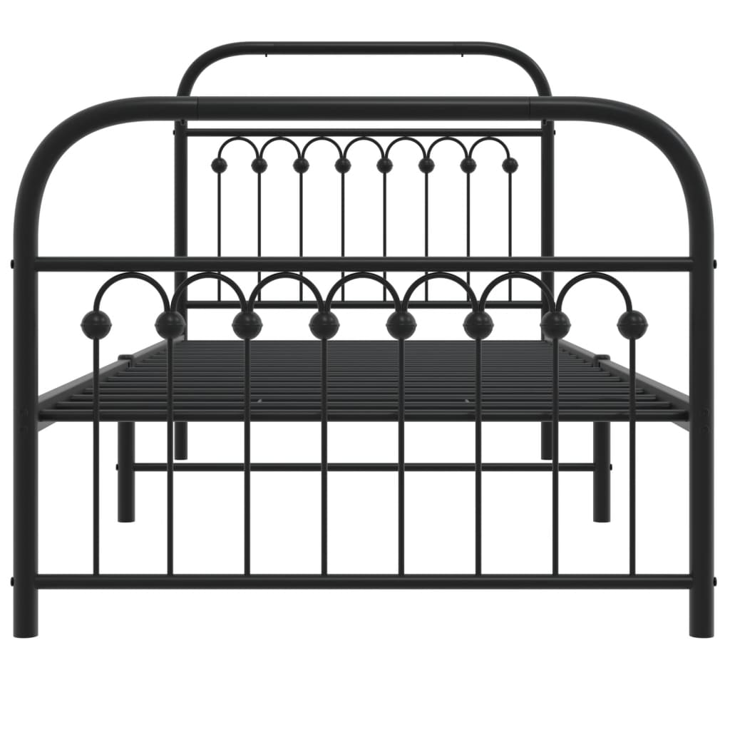 vidaXL Metal Bed Frame without Mattress with Footboard Black 90x190cm