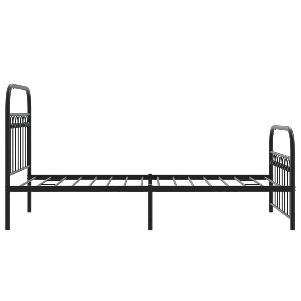 vidaXL Metal Bed Frame without Mattress with Footboard Black 90x190cm