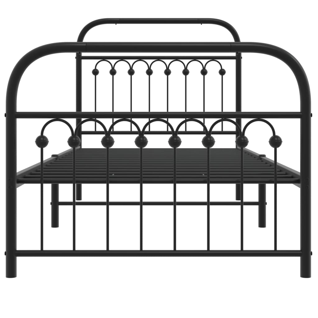 vidaXL Metal Bed Frame without Mattress with Footboard Black 90x200cm