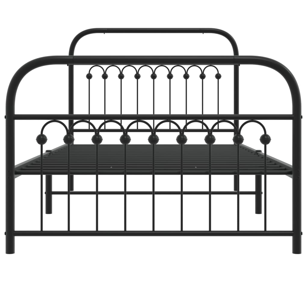 Metal Bed Frame without Mattress with Footboard Black 100x200cm