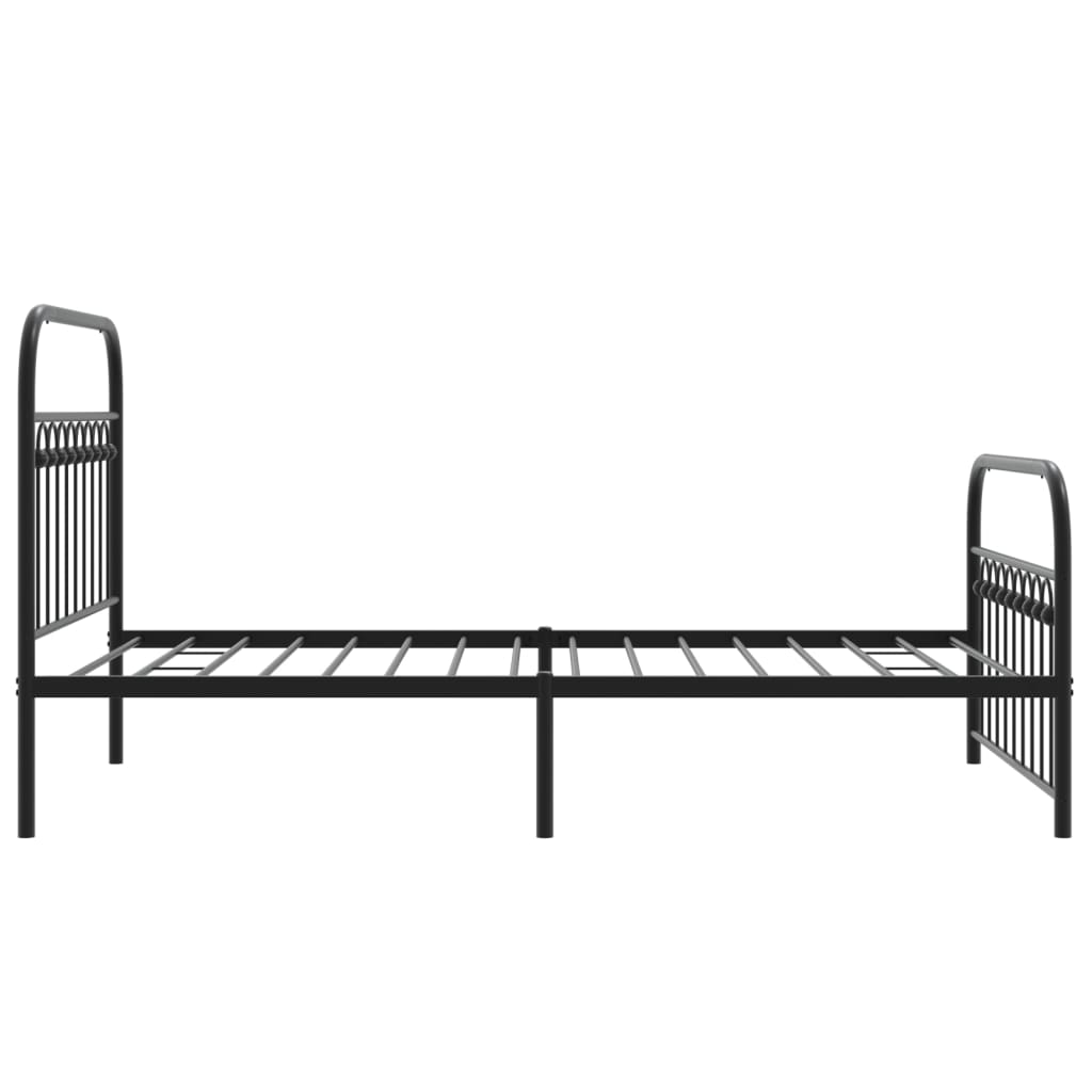 Metal Bed Frame without Mattress with Footboard Black 100x200cm