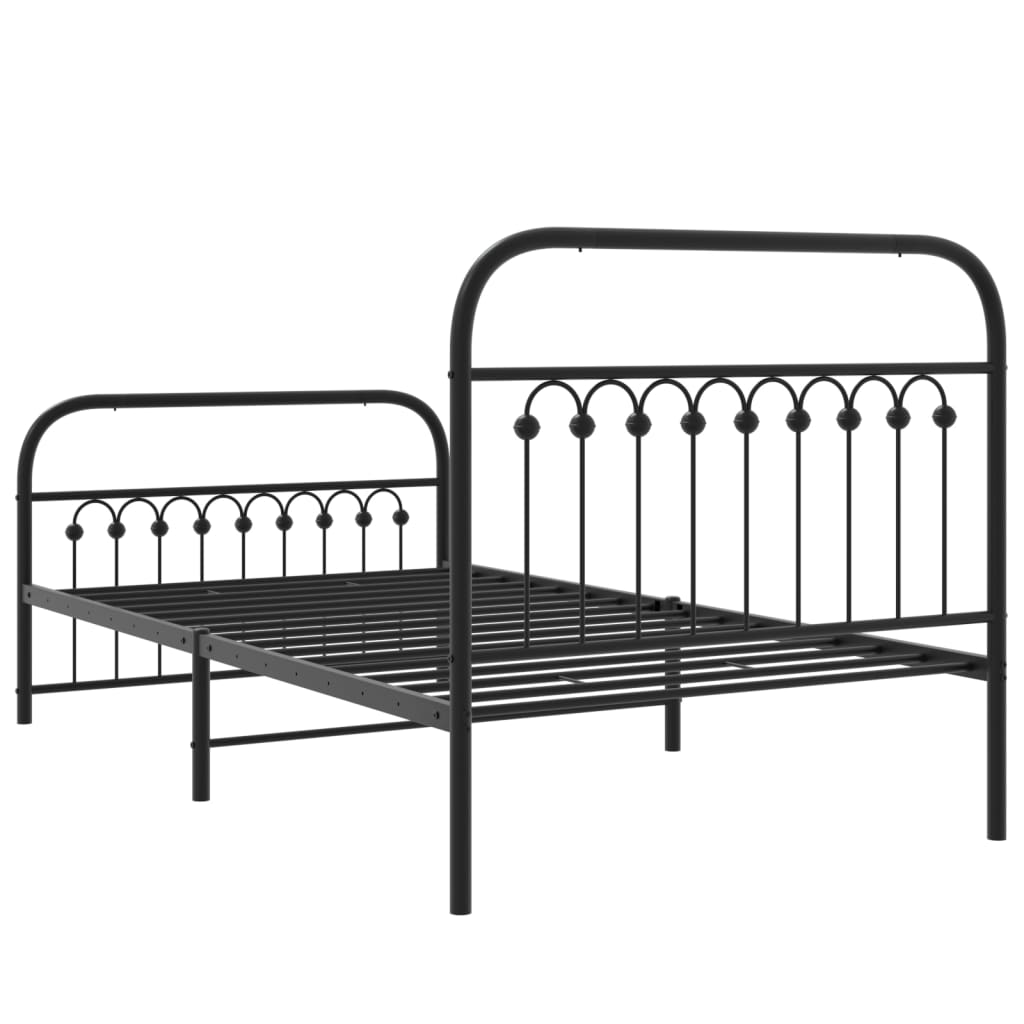 Metal Bed Frame without Mattress with Footboard Black 100x200cm