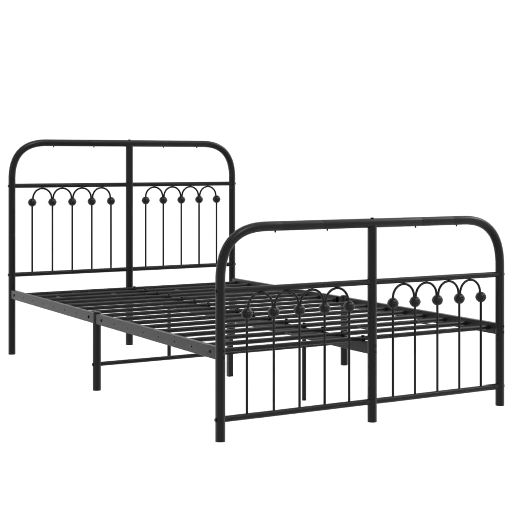 vidaXL Metal Bed Frame without Mattress with Footboard Black 120x190cm