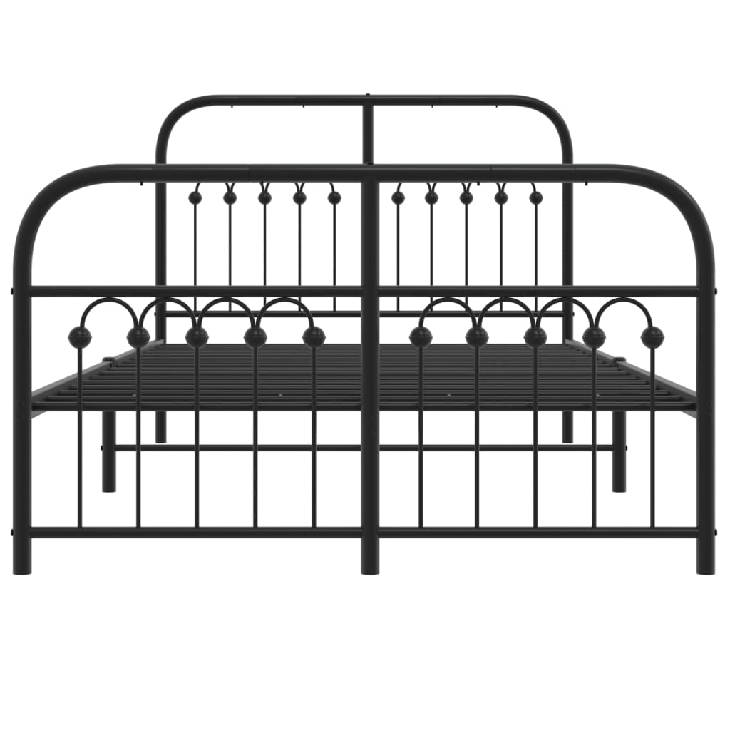 vidaXL Metal Bed Frame without Mattress with Footboard Black 120x190cm