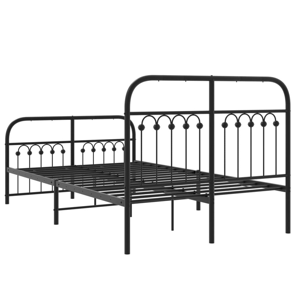 vidaXL Metal Bed Frame without Mattress with Footboard Black 120x190cm