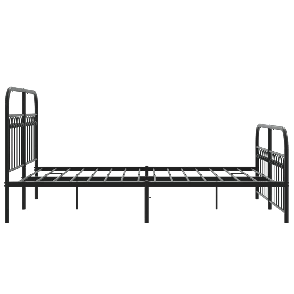 vidaXL Metal Bed Frame without Mattress with Footboard Black 137x190cm