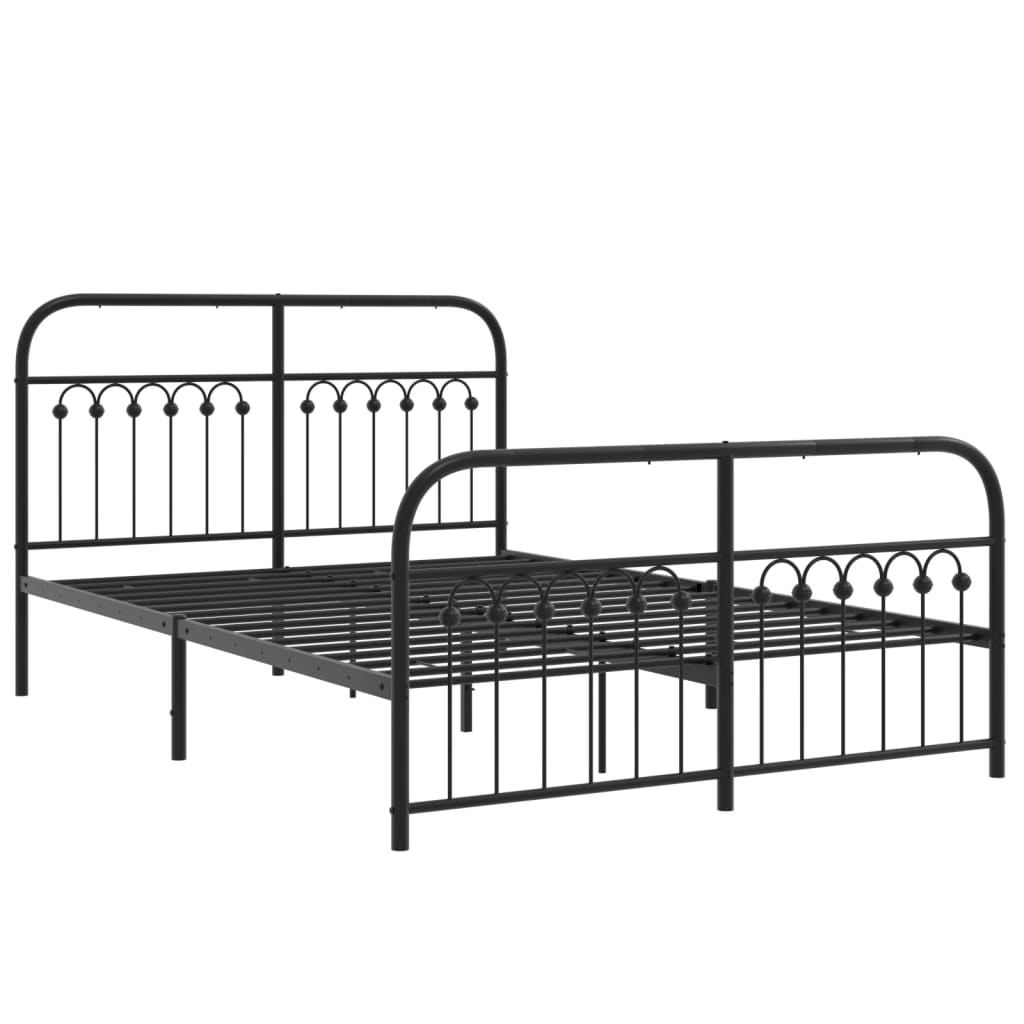 Metal Bed Frame without Mattress with Footboard Black 140x190cm