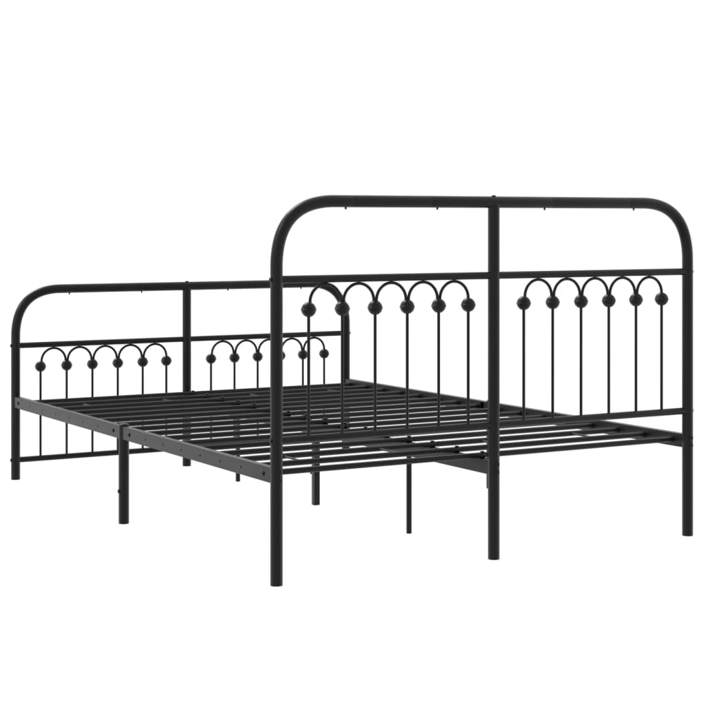 Metal Bed Frame without Mattress with Footboard Black 140x190cm