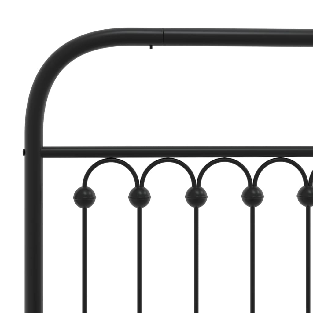 Metal Bed Frame without Mattress with Footboard Black 140x190cm