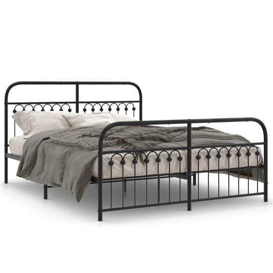 vidaXL Metal Bed Frame without Mattress with Footboard Black 150x200cm