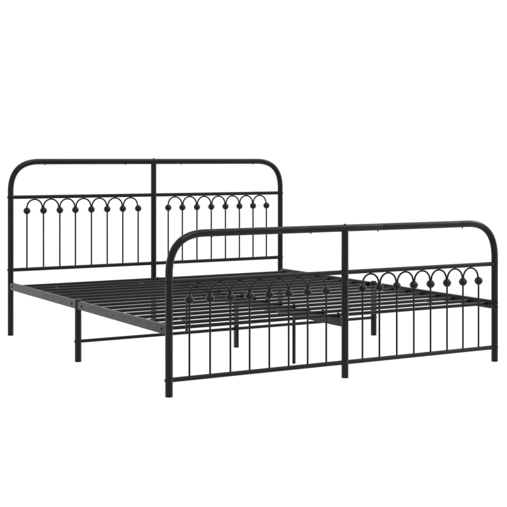 vidaXL Metal Bed Frame without Mattress with Footboard Black 183x213cm