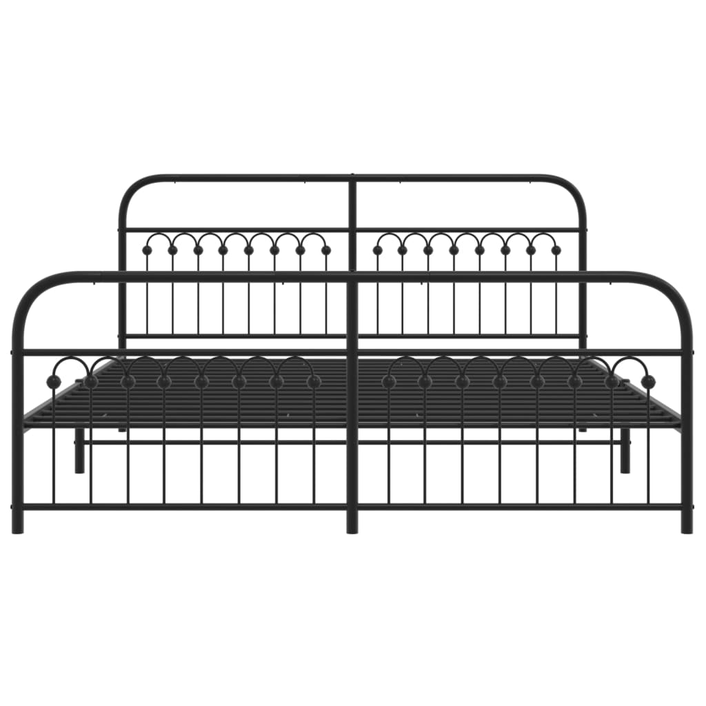 vidaXL Metal Bed Frame without Mattress with Footboard Black 183x213cm