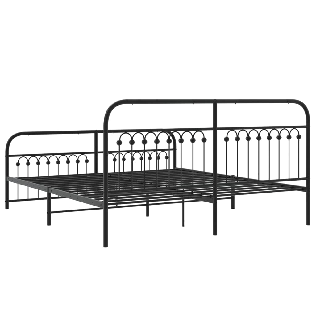 vidaXL Metal Bed Frame without Mattress with Footboard Black 183x213cm