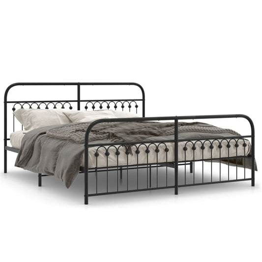 vidaXL Metal Bed Frame without Mattress with Footboard Black 183x213cm