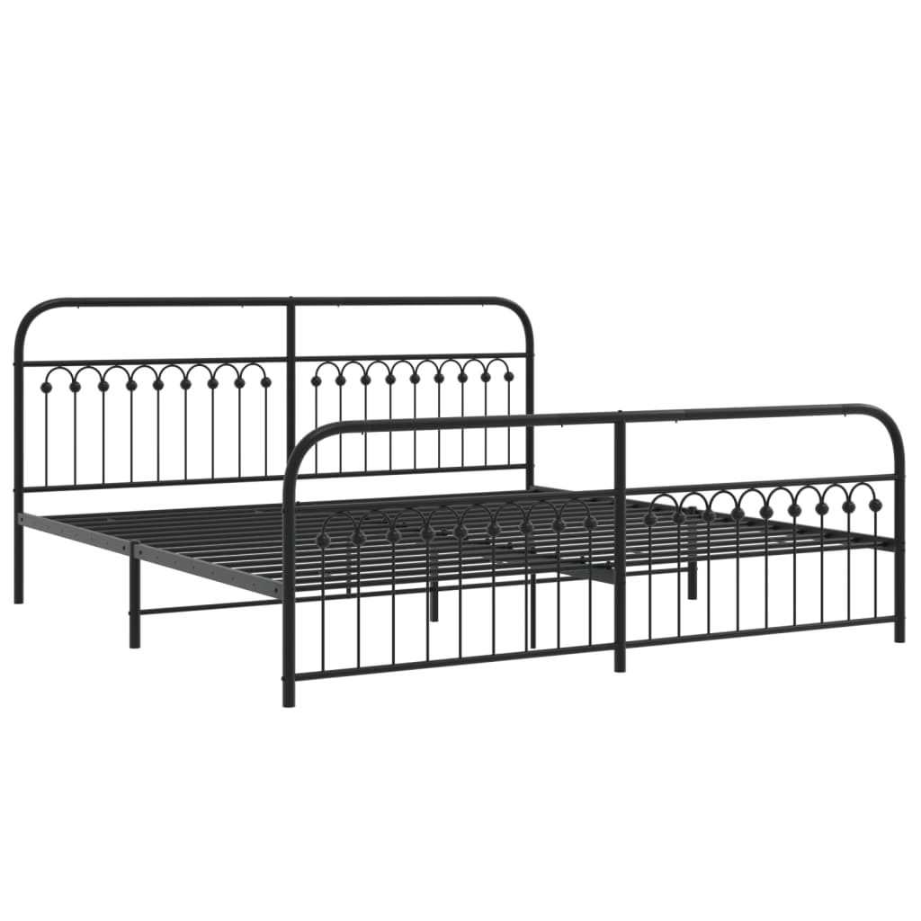 vidaXL Metal Bed Frame without Mattress with Footboard Black 193x203cm