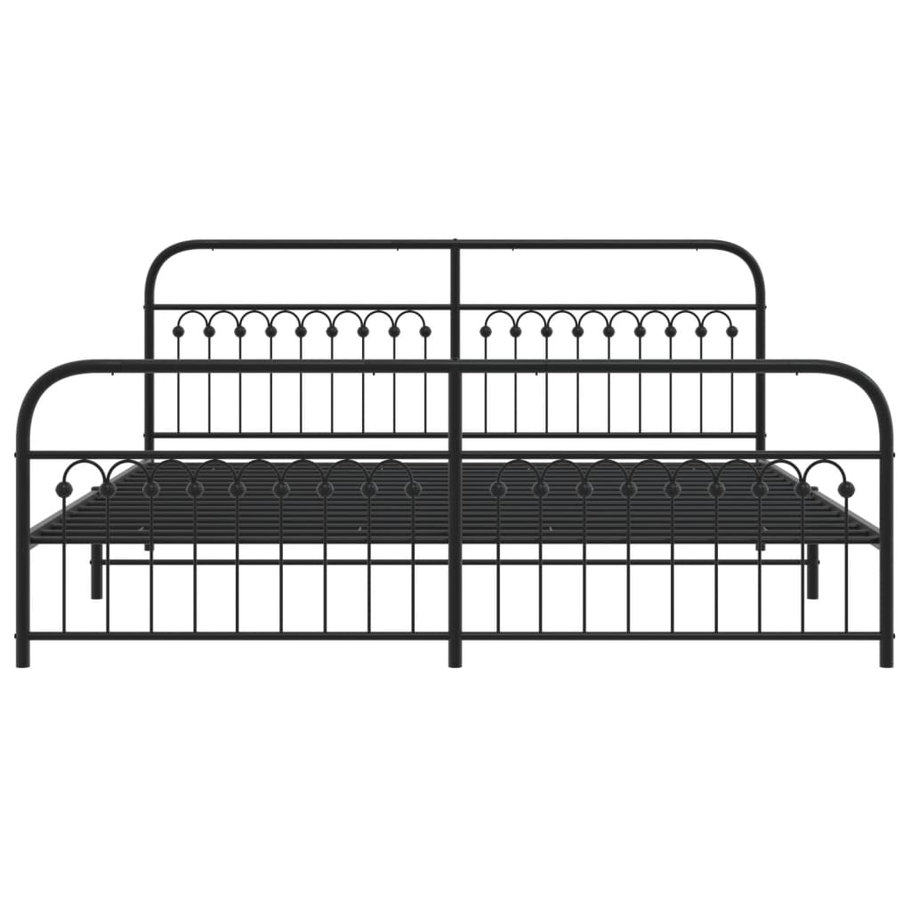 vidaXL Metal Bed Frame without Mattress with Footboard Black 193x203cm