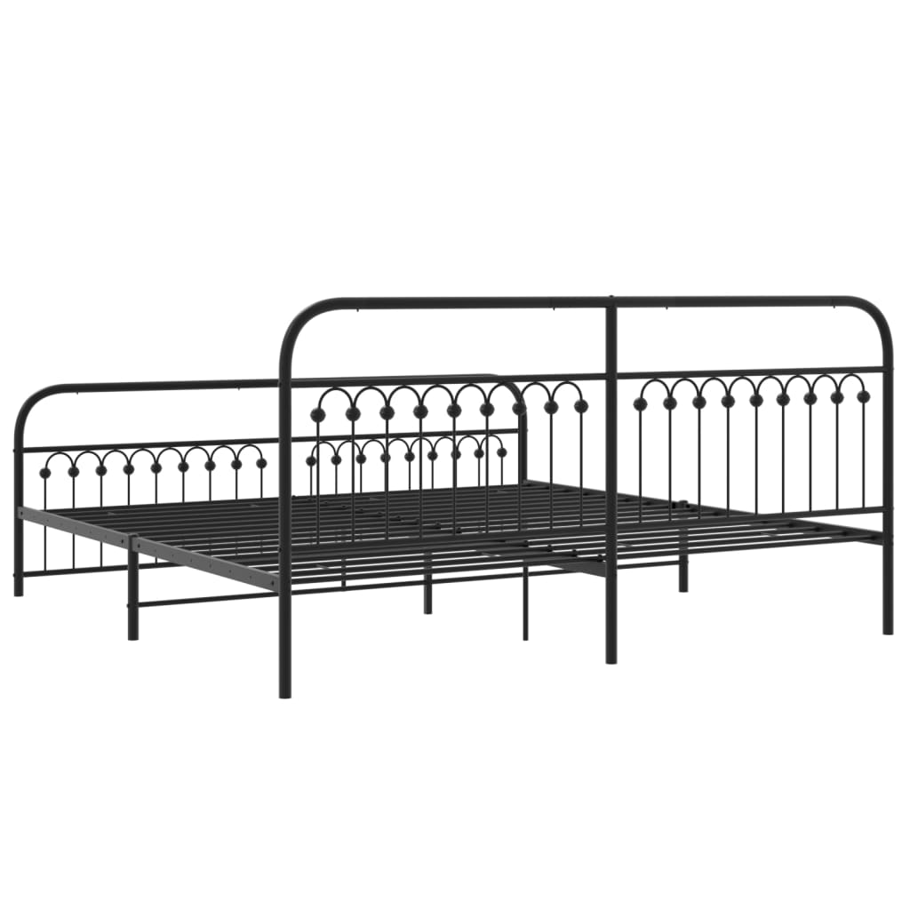 vidaXL Metal Bed Frame without Mattress with Footboard Black 193x203cm