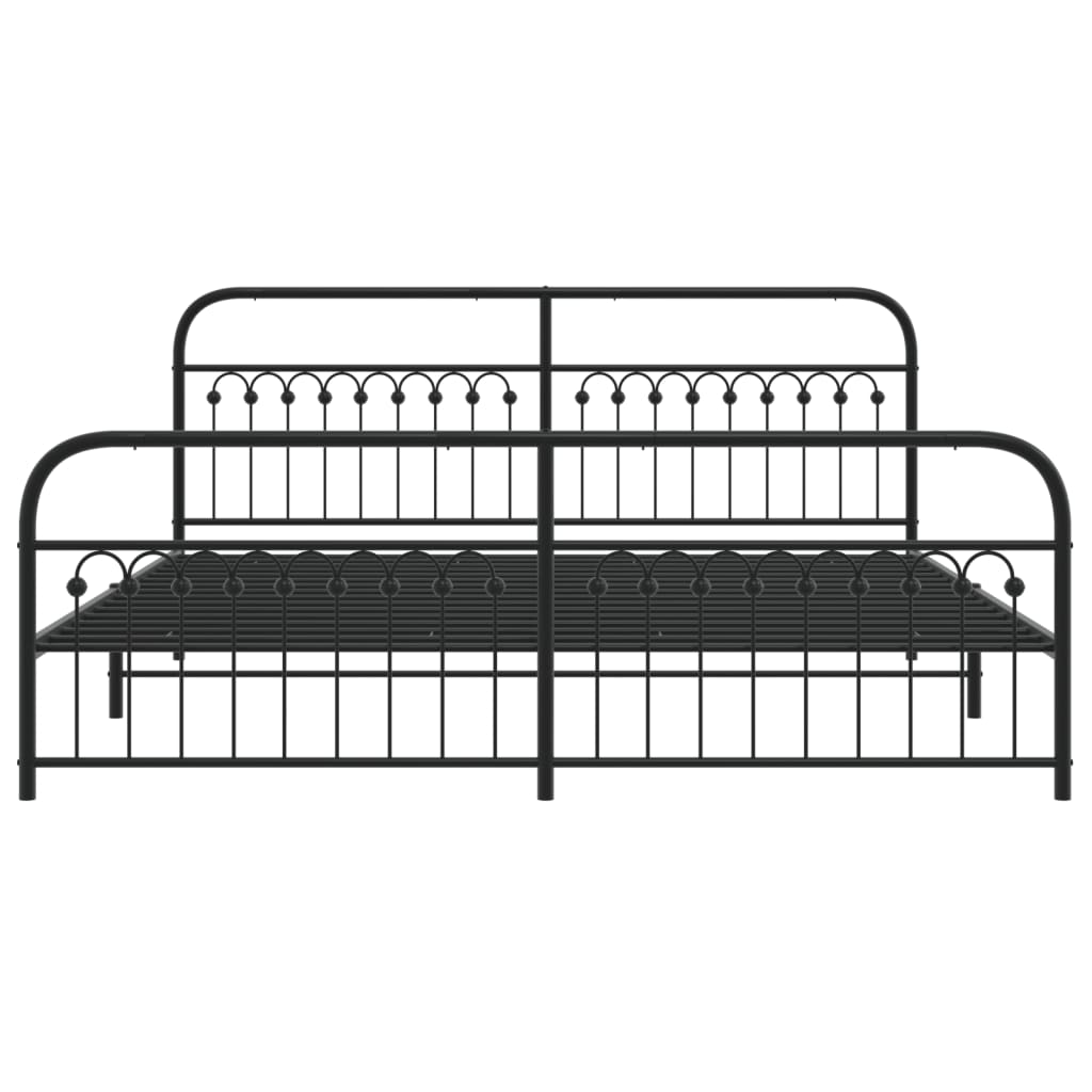 vidaXL Metal Bed Frame without Mattress with Footboard Black 200x200cm