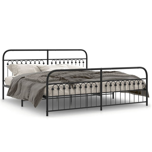 vidaXL Metal Bed Frame without Mattress with Footboard Black 200x200cm