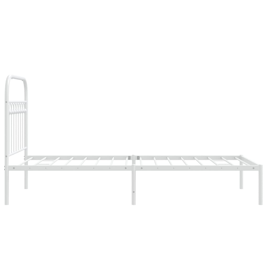 vidaXL Metal Bed Frame without Mattress with Headboard White 90x200cm