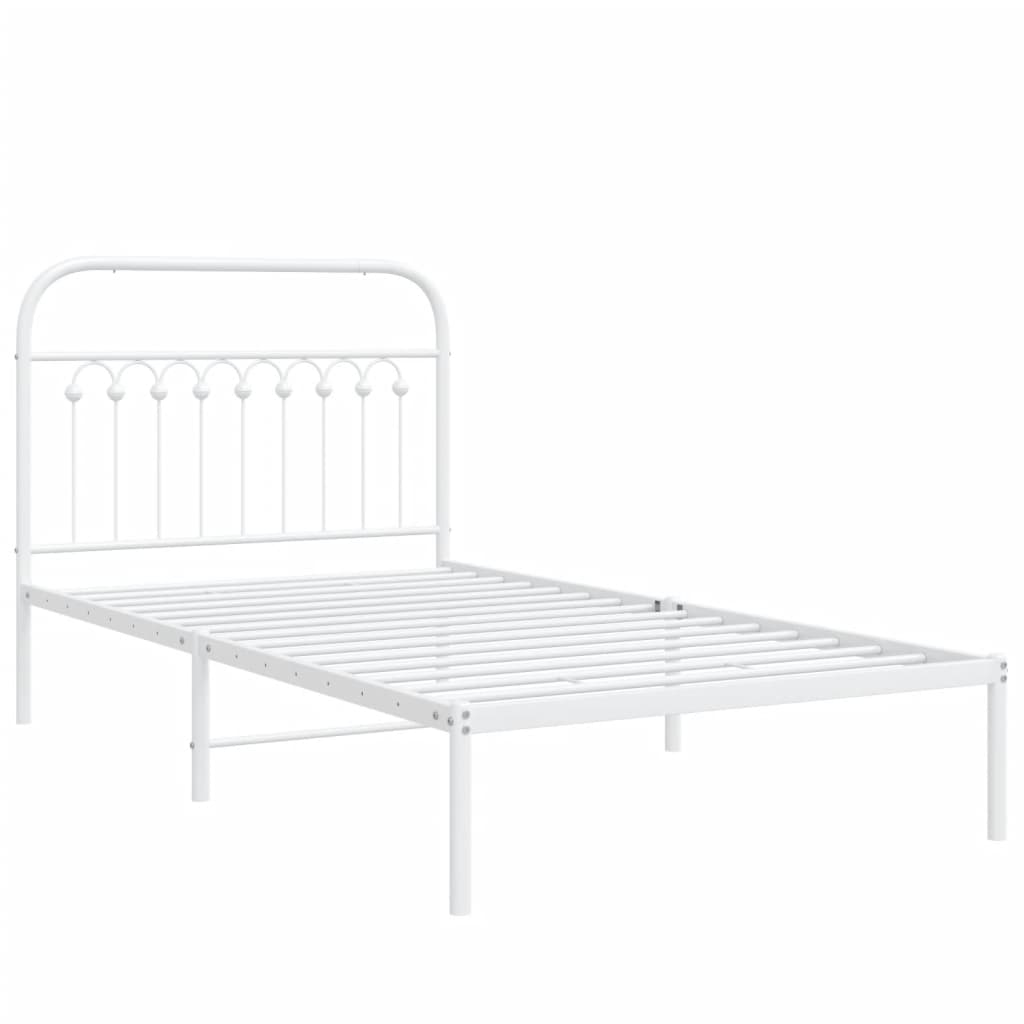 vidaXL Metal Bed Frame without Mattress with Headboard White 100x190cm