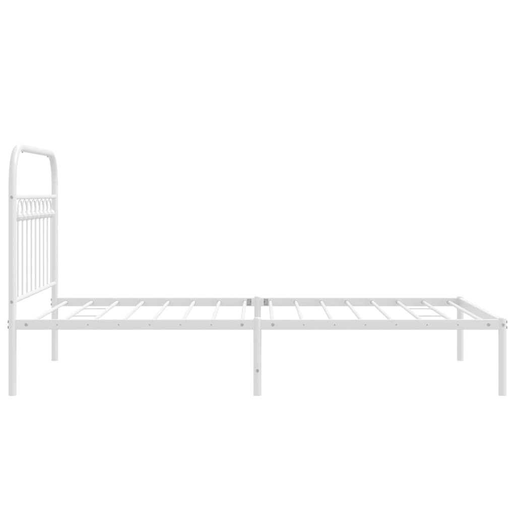 vidaXL Metal Bed Frame without Mattress with Headboard White 100x190cm