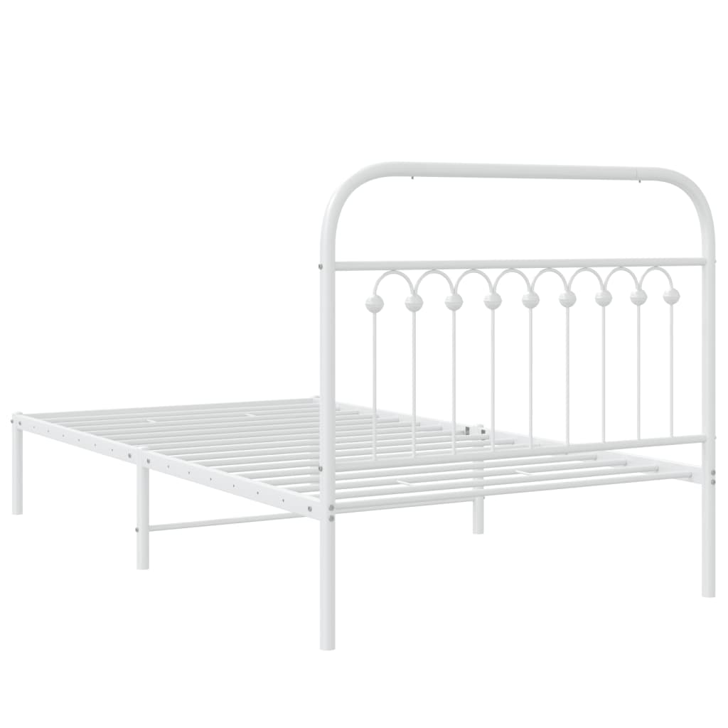 vidaXL Metal Bed Frame without Mattress with Headboard White 100x190cm