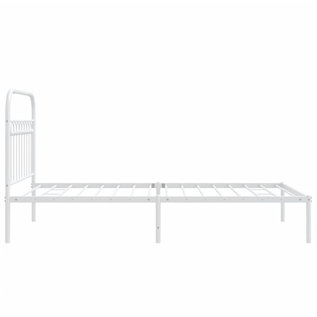 Metal Bed Frame without Mattress with Headboard White 100x200cm