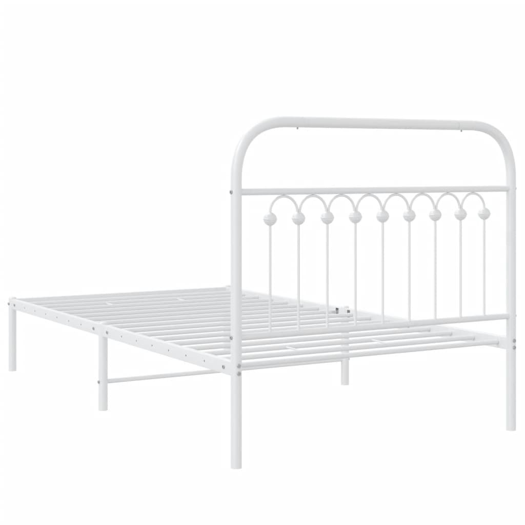 Metal Bed Frame without Mattress with Headboard White 100x200cm