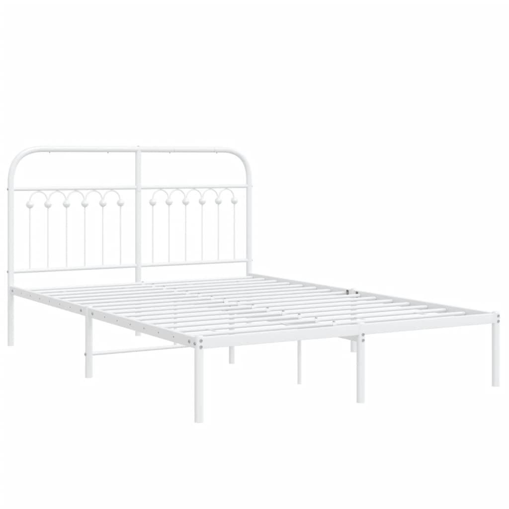 vidaXL Metal Bed Frame without Mattress with Headboard White 140x200cm