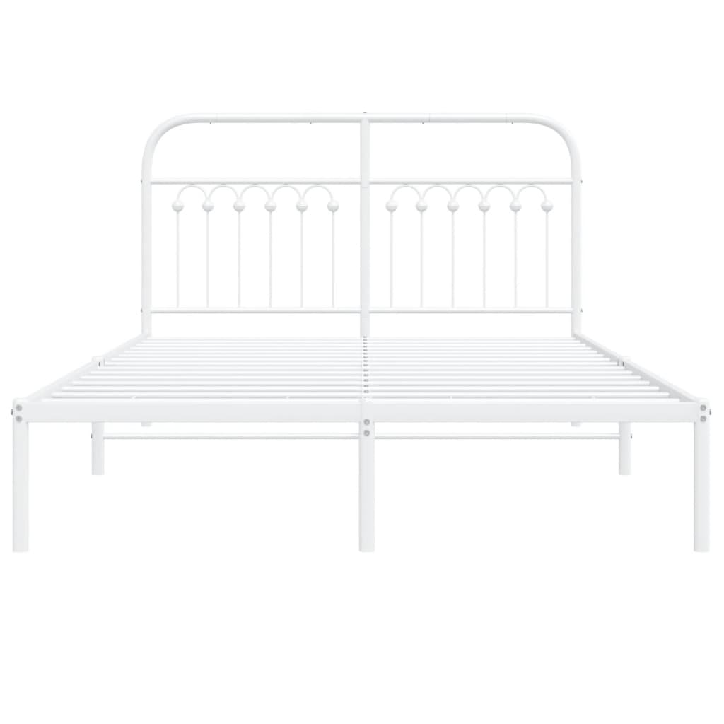 vidaXL Metal Bed Frame without Mattress with Headboard White 140x200cm