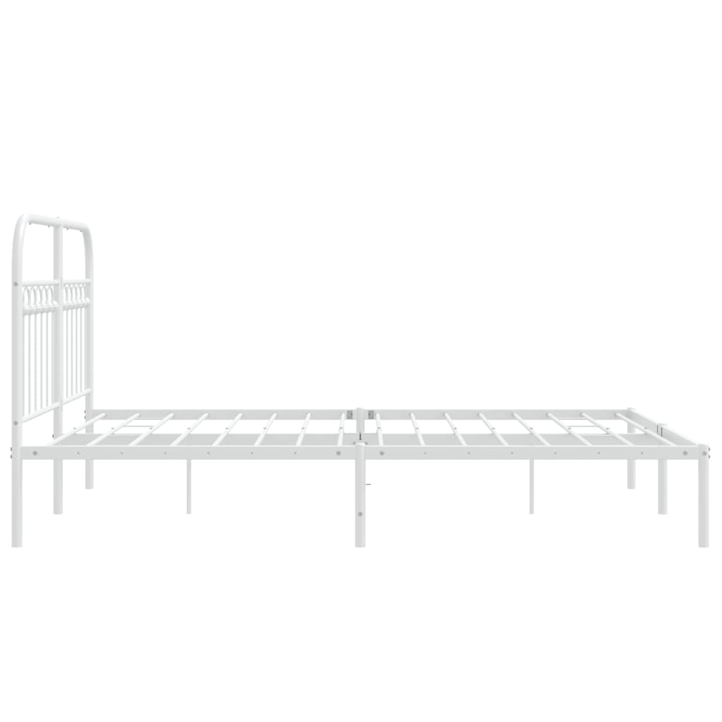 vidaXL Metal Bed Frame without Mattress with Headboard White 140x200cm