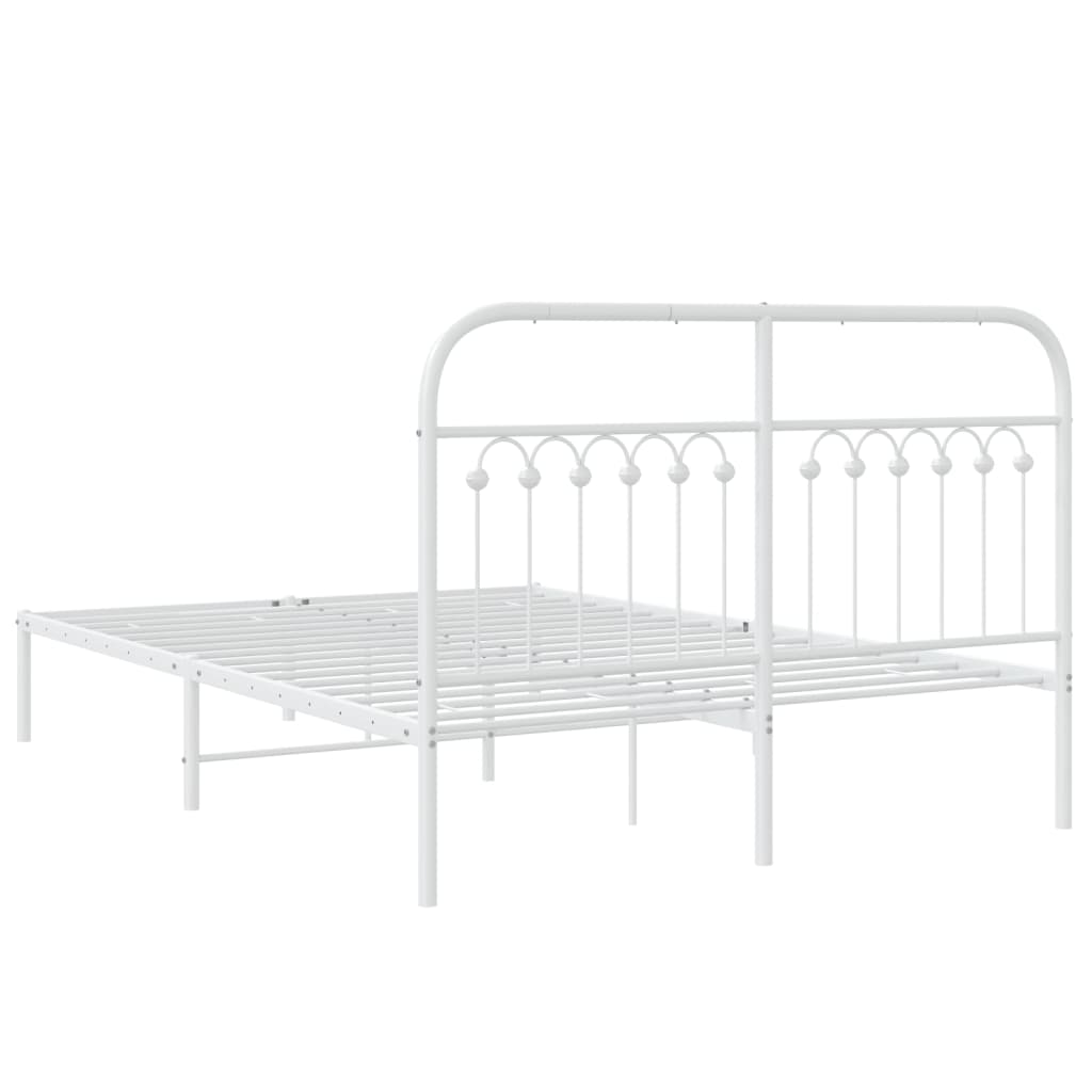 vidaXL Metal Bed Frame without Mattress with Headboard White 140x200cm