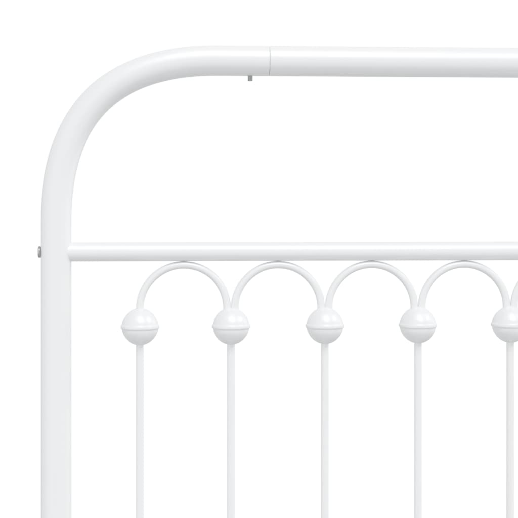 Metal Bed Frame without Mattress with Headboard White 150x200cm