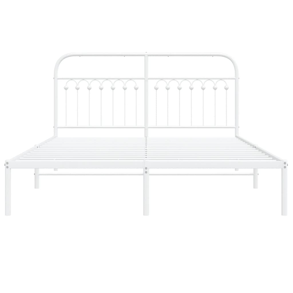 vidaXL Metal Bed Frame without Mattress with Headboard White 160x200cm