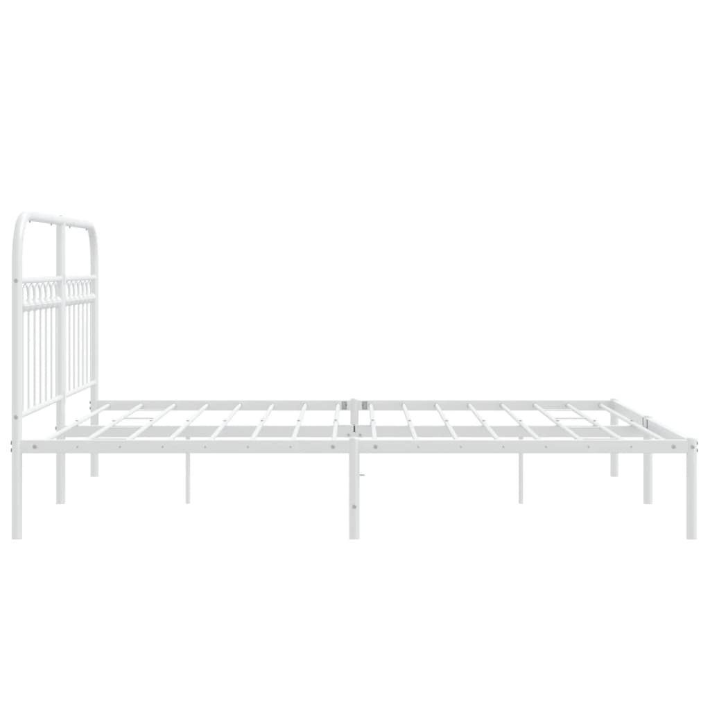 vidaXL Metal Bed Frame without Mattress with Headboard White 160x200cm