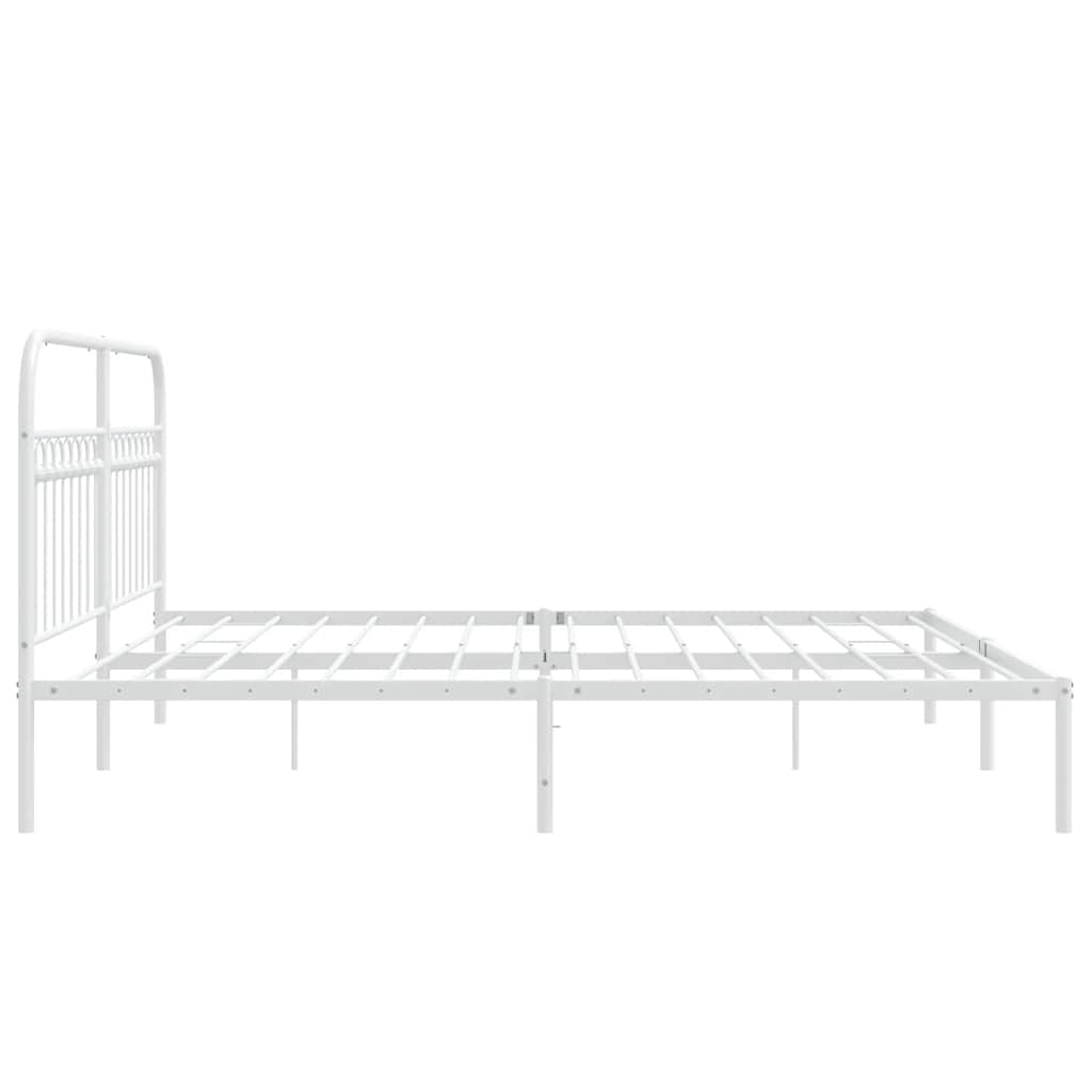 Metal Bed Frame without Mattress with Headboard White 183x203cm