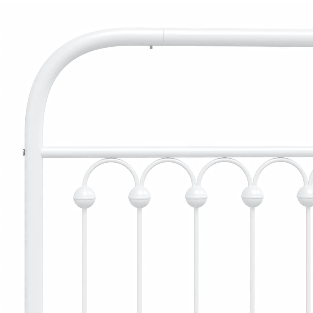 Metal Bed Frame without Mattress with Headboard White 183x213cm