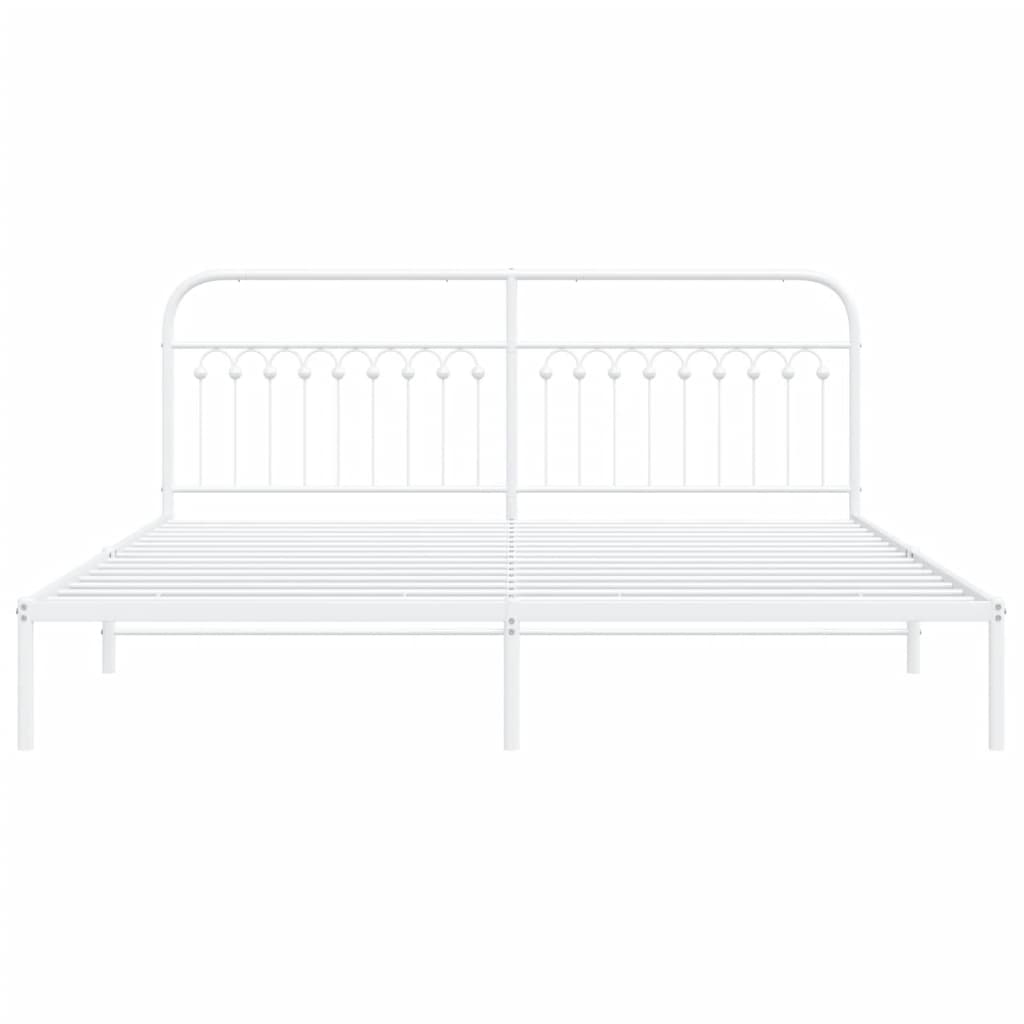 vidaXL Metal Bed Frame without Mattress with Headboard White 200x200cm