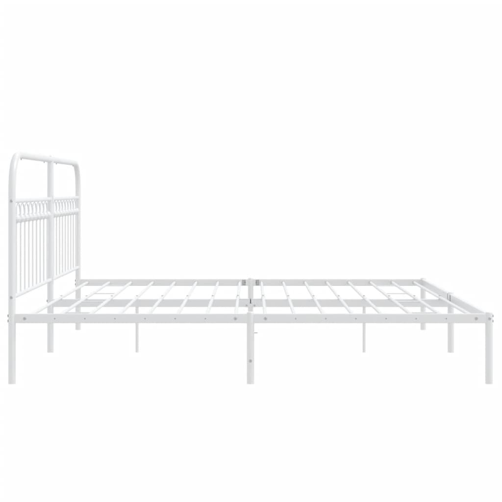 vidaXL Metal Bed Frame without Mattress with Headboard White 200x200cm