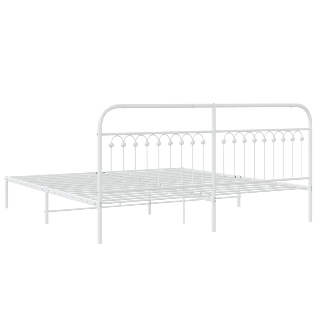 vidaXL Metal Bed Frame without Mattress with Headboard White 200x200cm