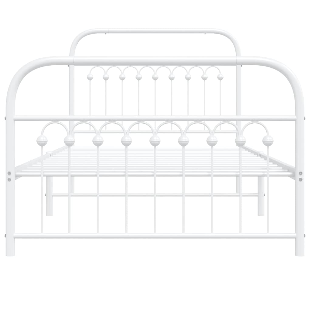 vidaXL Metal Bed Frame without Mattress with Footboard White 100x200cm