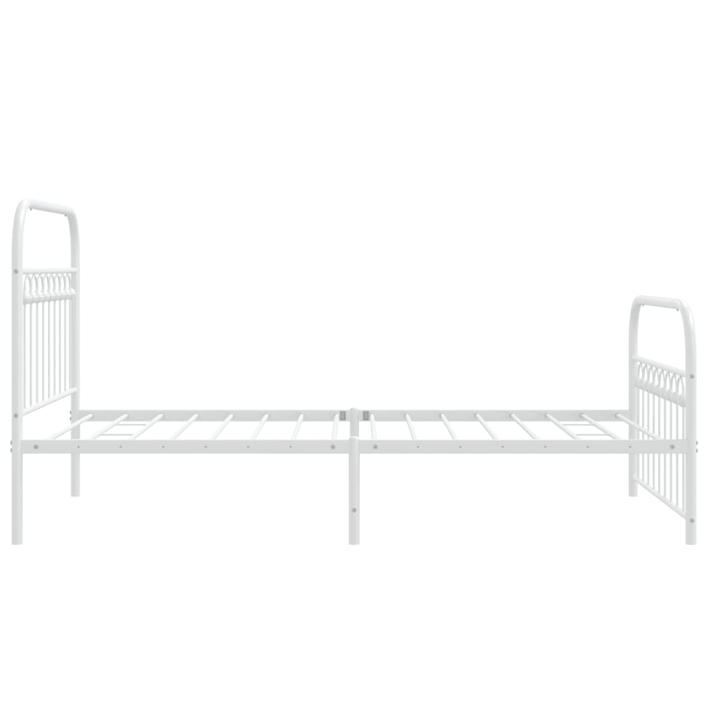 vidaXL Metal Bed Frame without Mattress with Footboard White 100x200cm